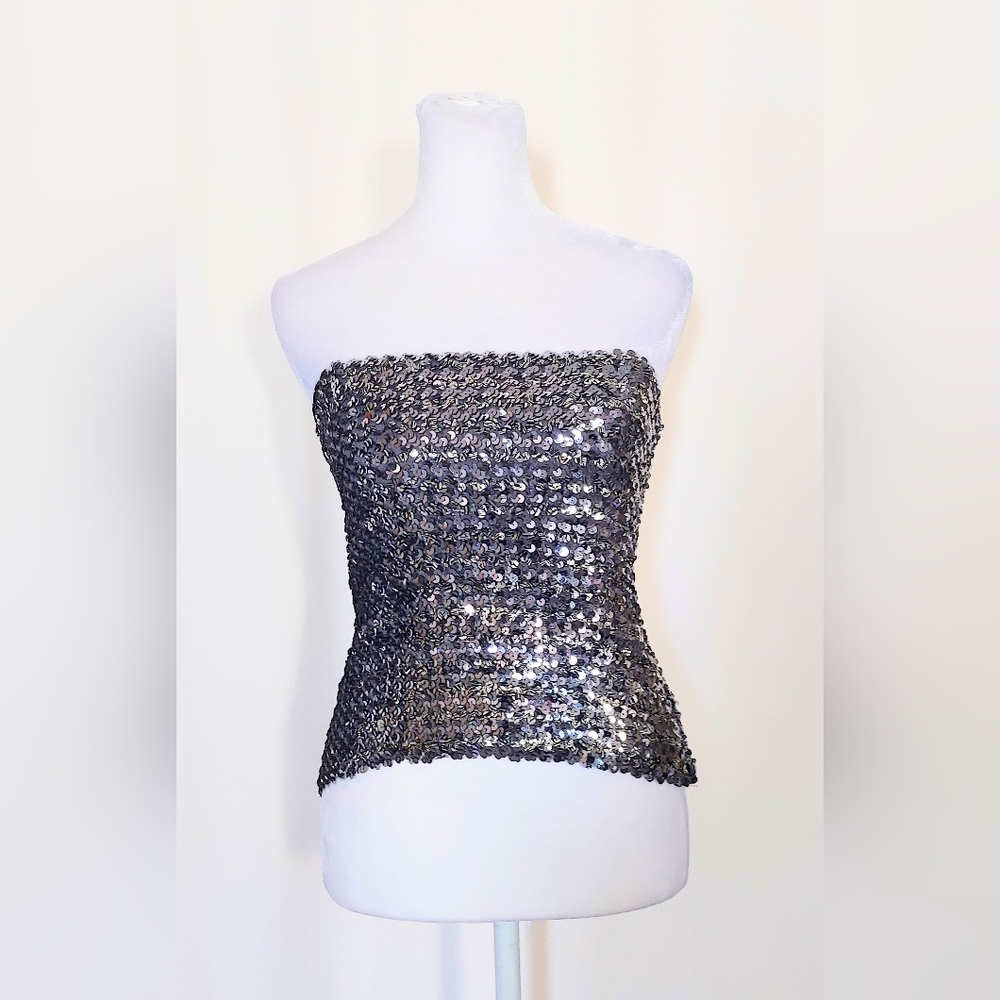 Harry Acton for Party Collectibles Silver Sequin Vintage Tube Top Size Medium